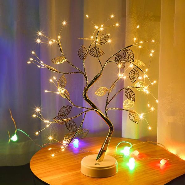 

strings night light tree lamp battery usb universal holiday decorative led warm gold leaf copper wire small