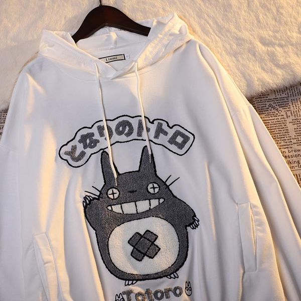 

women's hoodies & sweatshirts harajuku oversized kawaii anime women korean fashion cute cartoon print long sleeve hooded sweashirt 202, Black