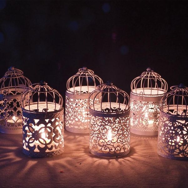 

candle holders hollow holder candlestick tealight hanging lantern bird cage vintage wrought