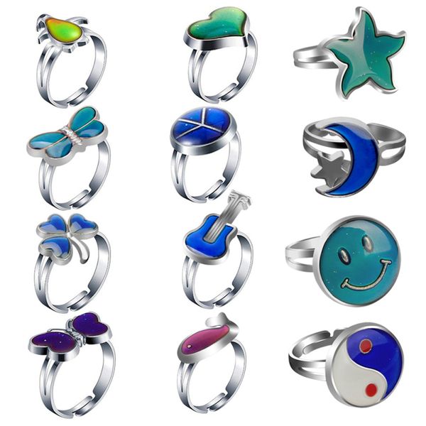 

nickel child adjustable mood emotion feeling ring color change jewelry for promotion, Silver