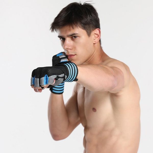 

cycling gloves 1 pair workout adjustable weight lifting wrist support gym training half finger protection for fitness, Black