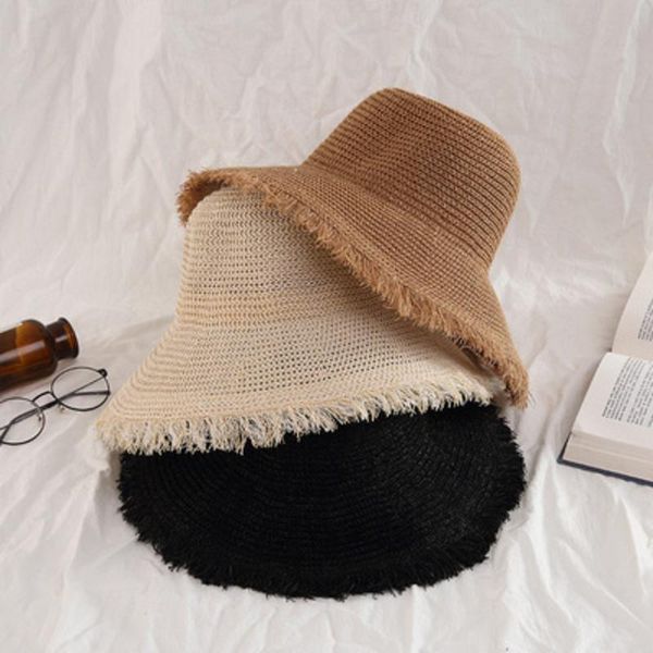 

wide brim hats 2021 female handmade crochet burr foldable straw summer anti-uv sun hat beach sea women's, Blue;gray