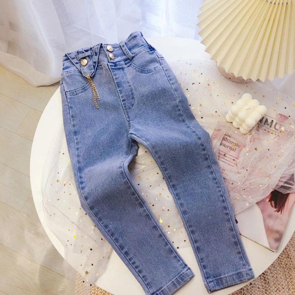 

selling kids denim pants 2021 spring autumn new thin jeans children soft cowboy pants baby girl trousers jeans wz23, Blue
