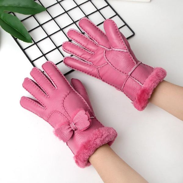 

fingerless gloves winter leather russian lady warm sheepskin real wool lining a variety of colors, Blue;gray