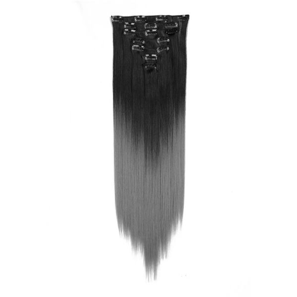 7 teile/satz 130G Ombre Synthetische Clip In Auf Haar Extensions 22 Zoll Gerade Haarteile Für Frauen Schöne