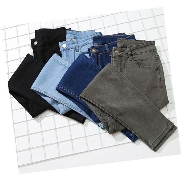

jeans woman high waist plus size zipper softener mom skinny denim pencil pants femme 5xl 6xl 7xl 210302, Blue