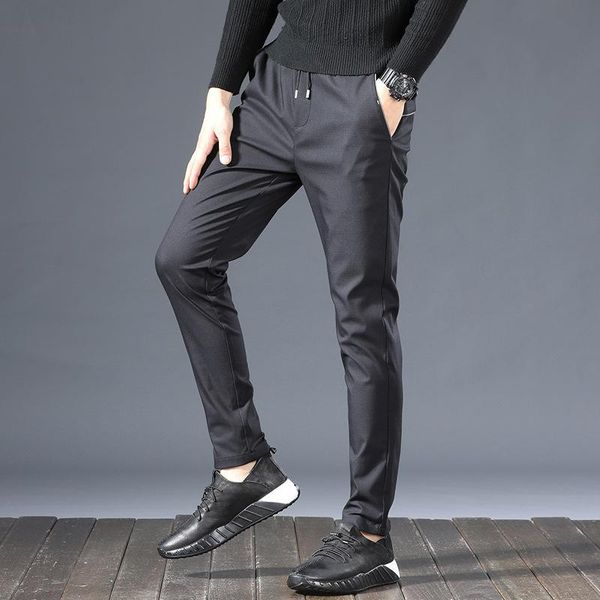 

men's jeans pants 2021 casual trend fashion solid color plus cashmere all-match straight trousers, Blue