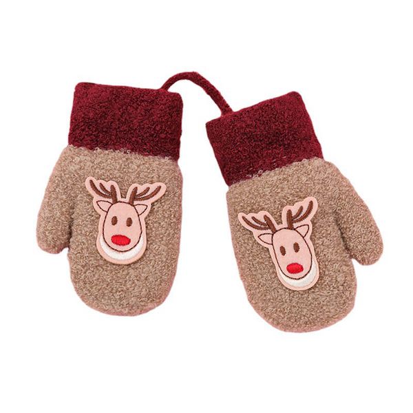 

childrens mittens fashion gloves knit boys accessories winter christmas cute thick finger girls plush baby warm 4-12y b9115, White