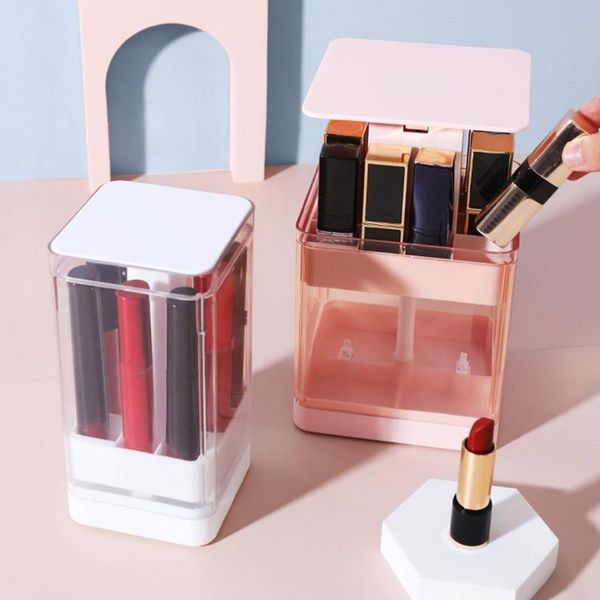 

8 grids pink lipstick storage box multi compartment organizer cosmetic dustproof makeup capacity z2t8