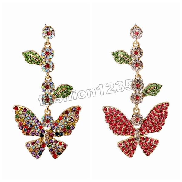 

high simulation metal butterfuly dangle earrings sweet colorful jewelry exquisite birthday garce crystal earrings gift accessories, Silver