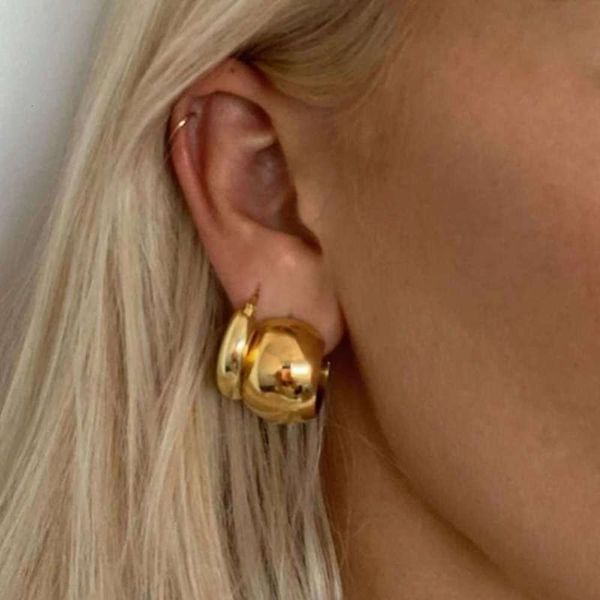 

hbp fashion in wind french lazy gold glossy wide earrings half circle metal stud, Silver