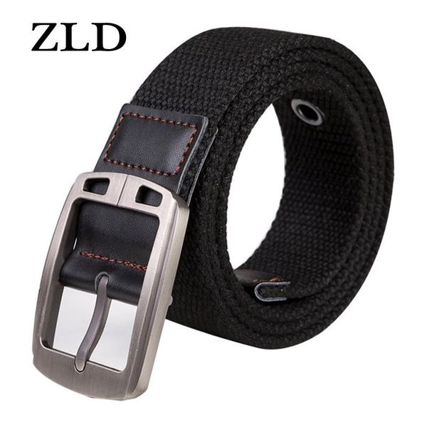 

belts zld canvas belt man and women pin buckle strap casual jeans student youth waistband outdoor leather men, Black;brown