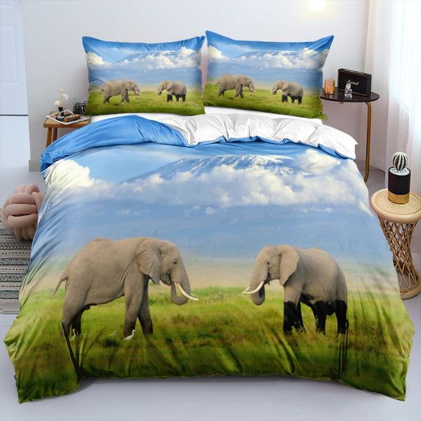 

bedding sets 3d white bedclothes design animal quilt cover elephant comforter cases pillow sham king  single twin size 180*220cm
