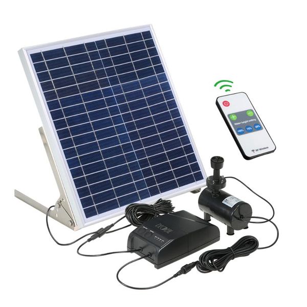 

solar power fountain 15w solar panel 3.6w brushless water pump kit with storage battery remote control for fish tank pond decor