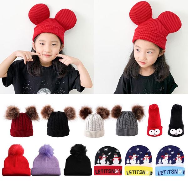 

new baby street dance hip hop hat knitting christmas toddler hat scarf for boys girls cap winter warm solid color children, Yellow