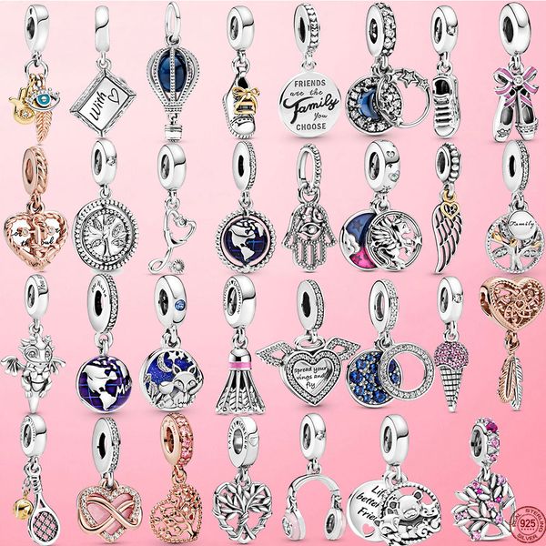 

925 sterling silver sparkling family tree dangle charm beads fit original pandora bracelet pendant necklace jewelry
