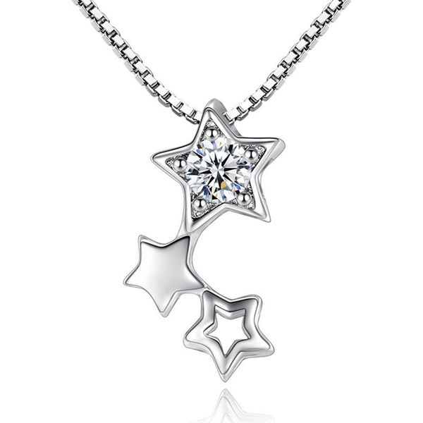 

bohemian fashion five-pointed star pendant multi female necklace party jewelry crystal silver plated chain necklace