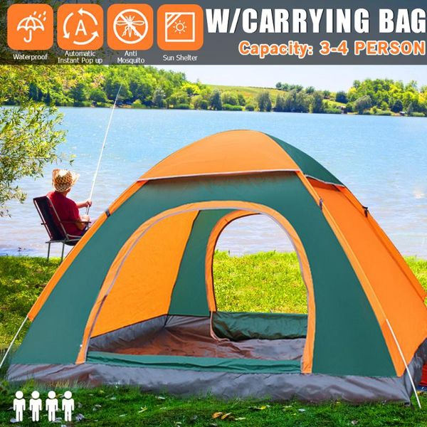 

tents and shelters automatic up tent 3-4 person oxford cloth lightweight camping waterproof layer portable for handbag hiking,travel