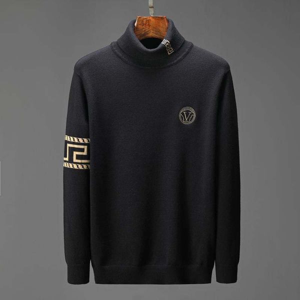 

fashion designer mens autumn sweaters classic horse pattern neck contrast pullovers men women british style casual sweater with stripe print, White;black