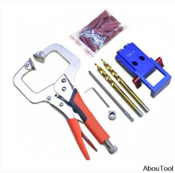 

professional hand tool sets aluminum woodworking pocket hole jig kit 9.5mm drill bit 150mm ph2 screwdriver with plugs screws c-clamp pliers