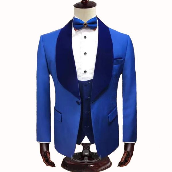 

men's suits & blazers 2021 wedding men italian style blue cotton groom party marriage three pieces pants terno masculino slim fit, White;black