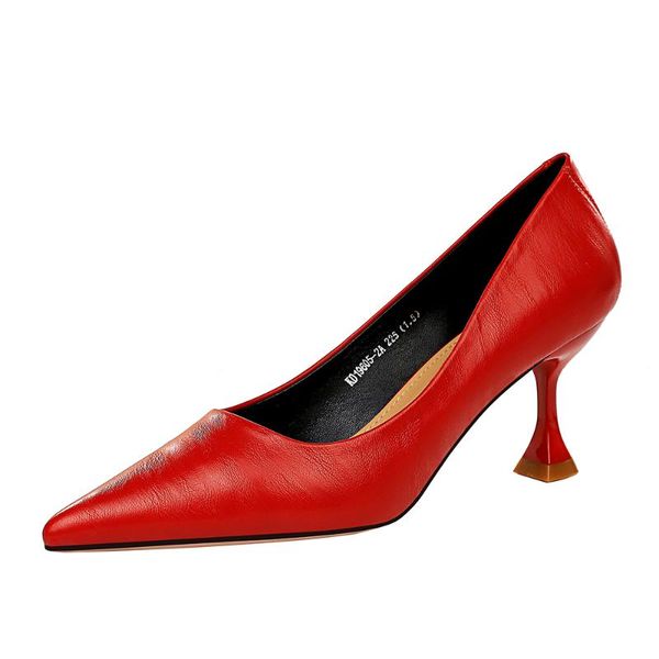 

dress shoes 2021 women 7cm high heels retro pointed toe pumps lady party female wedding bridal prom red g0394, Black
