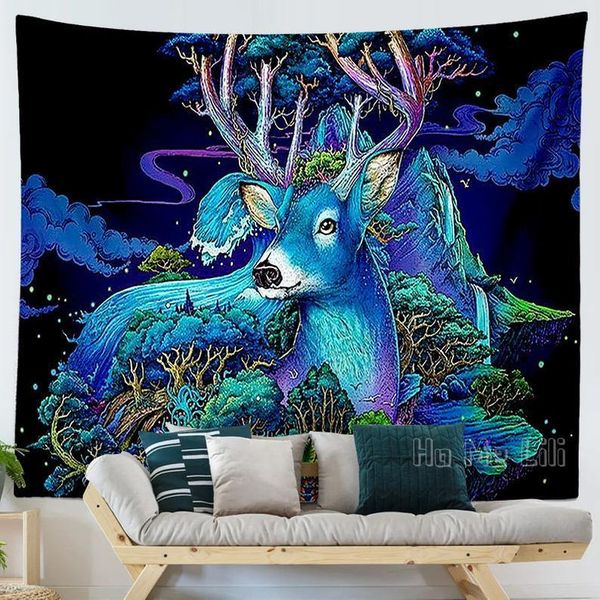 

tapestries elk animal tapestry colorful forest modern art polyester wall decor