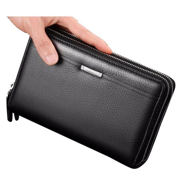 

business wallet men coin pocket zipper purse long mens clutch wallets portfolio large capacity card holder passport, Red;black