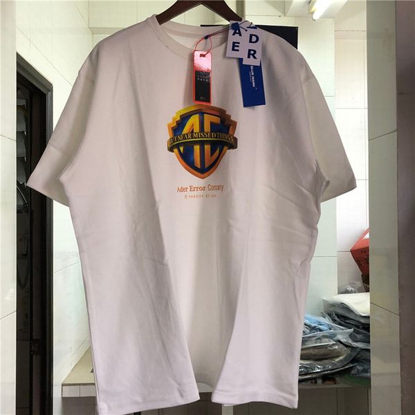 

2021 new 0.5 kg oversized grosso ader erro camiseta masculina mulheres casais t camisa adererror empresa impresso puqq, White