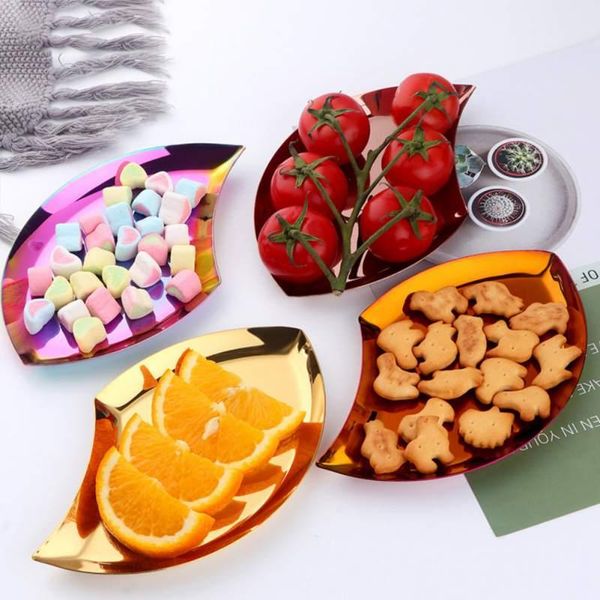 

kitchen storage & organization colored petals shape metal serving plates snack tray stainless steel fruit dessert plate household bowls