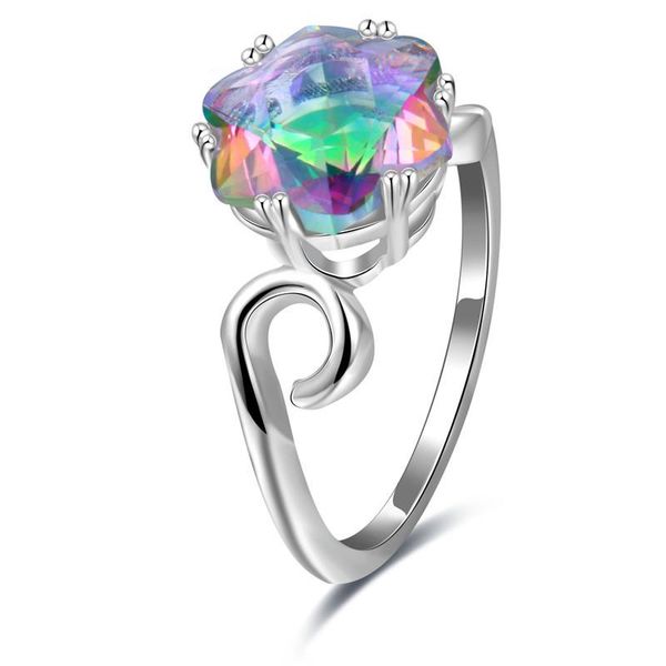 

wedding rings garilina's latest creative six-petal flower mystic rainbow zircon charm ring female jewelry r2278, Slivery;golden