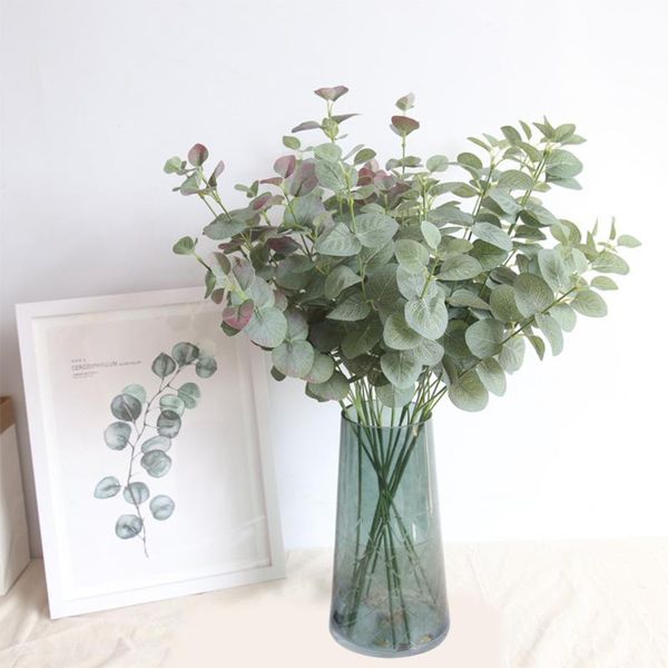 

artificial leaves branch retro green silk eucalyptus leaf for home decor wedding plants faux fabric foliage room decoration 68cm