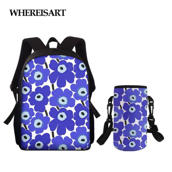 

school bags whereisart blue poppy design printed children bag with kettle toddler girls boys backpack for kids mochila escolar