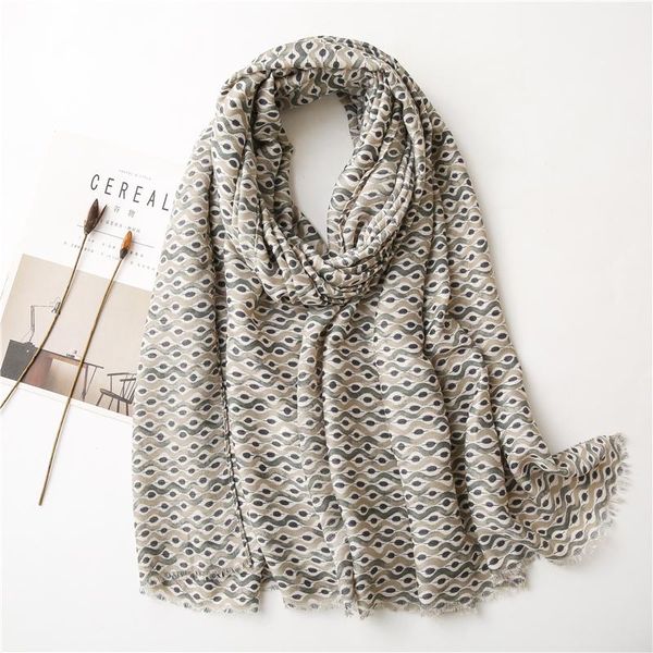 

2021 spring antumn scarf for women wave pattern female shawls and wraps tassel long head scarf neckerchief 180x90cm, Blue;gray