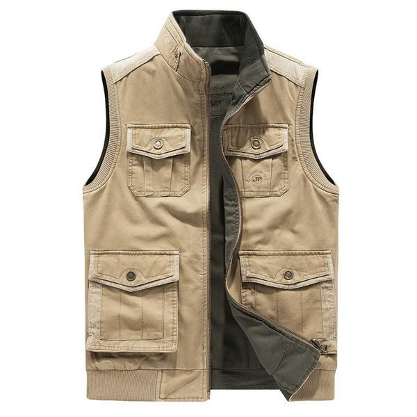 

men's vests plus size m-7xl 8xl spring autumn tactical vest men double sides wear military casual waistcoat multi-pockets gilet homme, Black;white