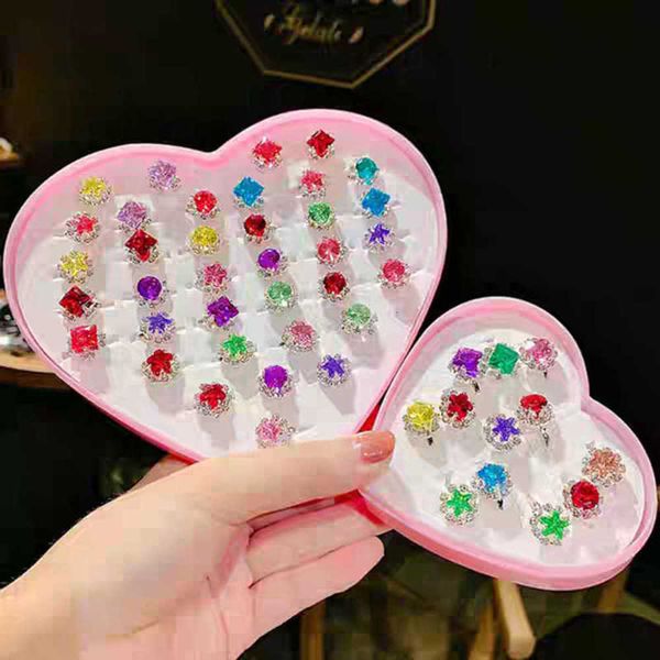 

2021 children's fashion ring box cute princess trinket cartoon, Red;brown