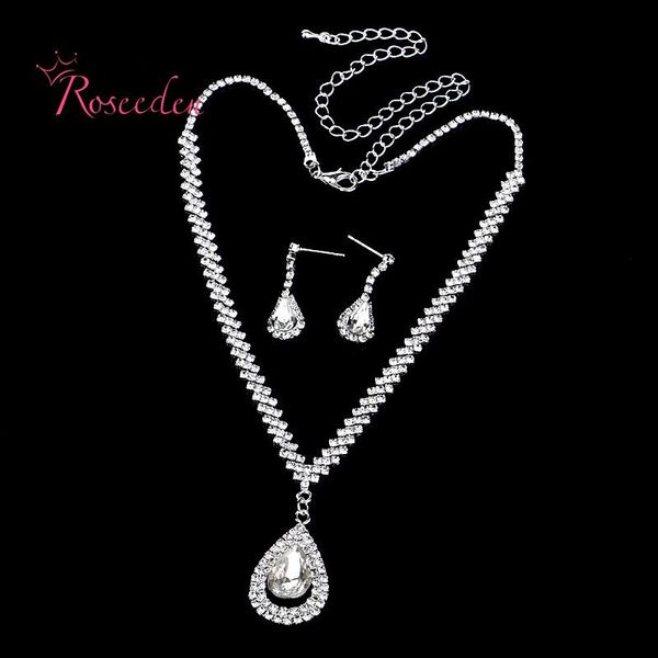 

selling women fashion wedding jewelry set bridal silver color rhinestone necklace set with earring re52