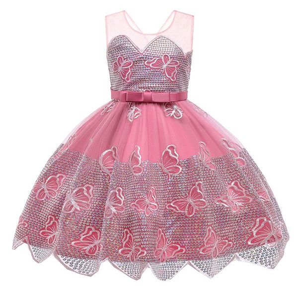 

girl's dresses 2021 elegant sequins princess dress for kids girl party costume applique flower christmas 3 10 years vestidos, Red;yellow