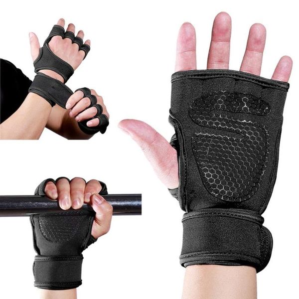

sports gloves fitness exercise palm protecting training pressure drop, Black