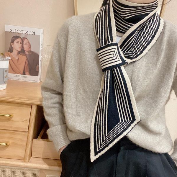 

scarves 2021 knitted design stripe winter warm long thin women's, Blue;gray