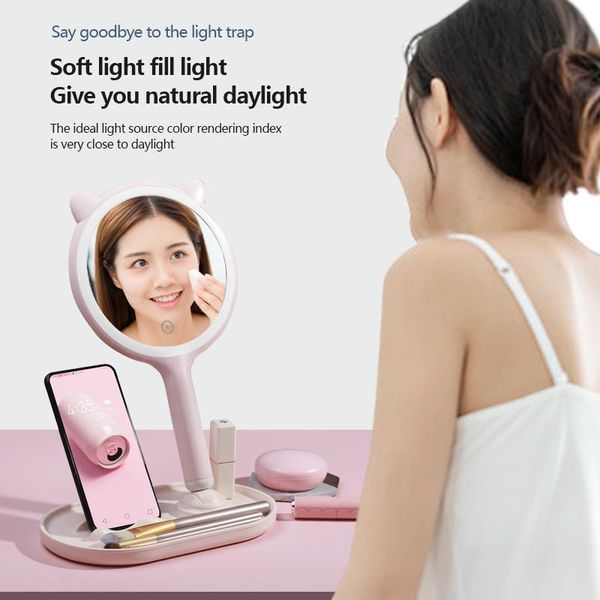 

mirrors multi-function led touch table organizer makeup mirror portable beauty 5x stand magnifying