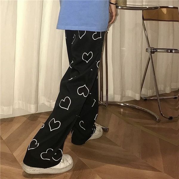 

crosin black vibe style salt design children's summer fried street high waist loose show thin casual wide leg pants f, White;black