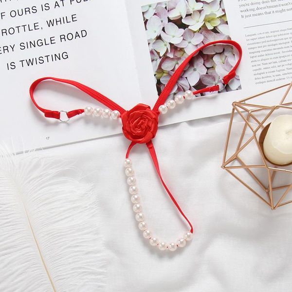 

women's panties rose see-through low waist briefs open crotch thongs pearl massage g-string hollow out t pants underpants, Black;pink