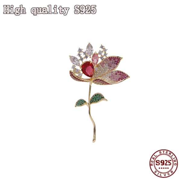 Hohe Qualität Schmuck Farbe Persönlichkeit Mantel Anzug Mode Pin Zubehör Lotus Dame Brosche