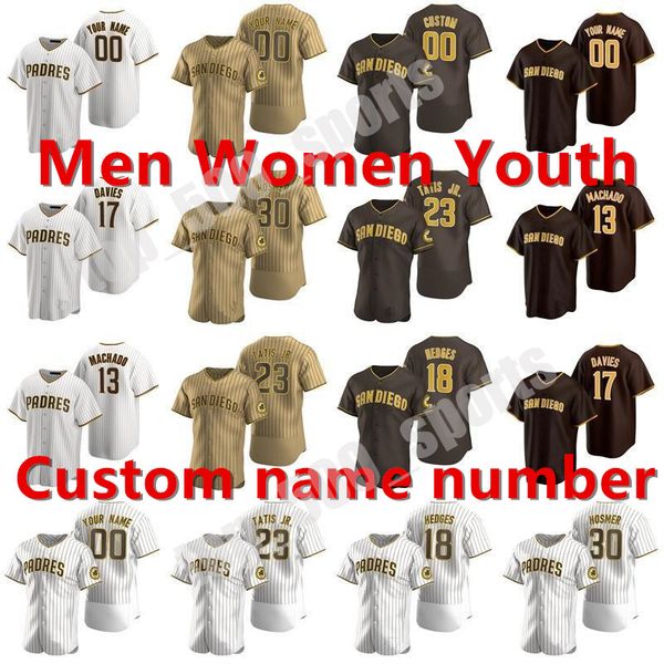 

custom new 2021 padres tony gwynn jersey fernando tatis jr. manny machado eric hosmer trevor hoffman hunter renfroe brown baseball jerseys, Blue;black