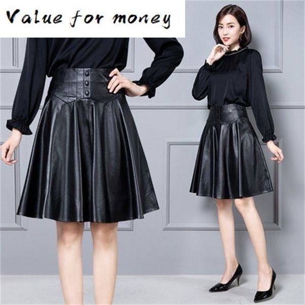 

new fashion 2020 genuine sheep real leather skirt k40 y1214, Black