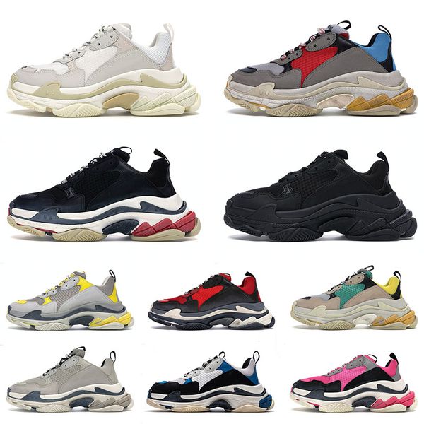 

triple s men's women's casual designer shoes platform sneakers all black white pink blue grey red fashion luxurys designers traine