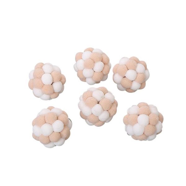

cat toys 6pcs handmade pet supplies funny color plush elastic bell ball toy