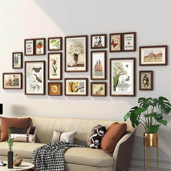 

frames 18 pieces po wall combination 7 inch 16 7*12 wooden pictire frame set modern american home background decorati