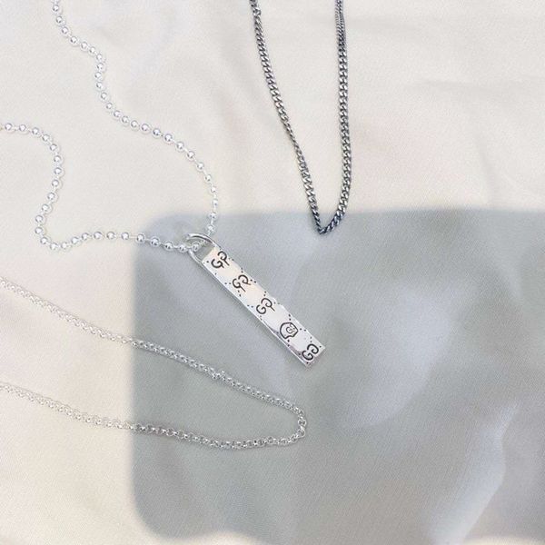 

new s925 silver elf vertical long pendant with double necklaces for lovers